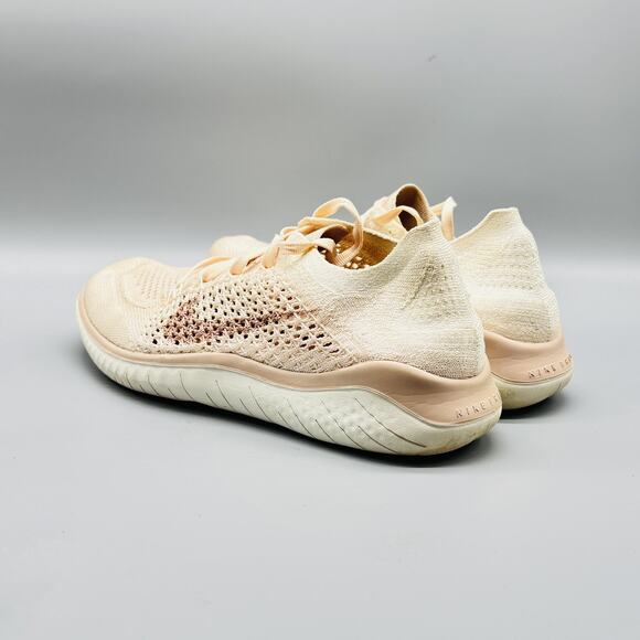 Nike Shoes Womens 9 Pink Beige Free RN Flyknit 2018 Running Athletic Sneakers - Picture 5 of 10
